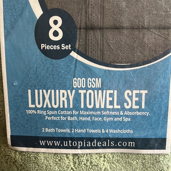 New In package UTOPIA TOWELS 8 piece towel set 100% cotton - SAGE GREEN - Picture 2 of 5